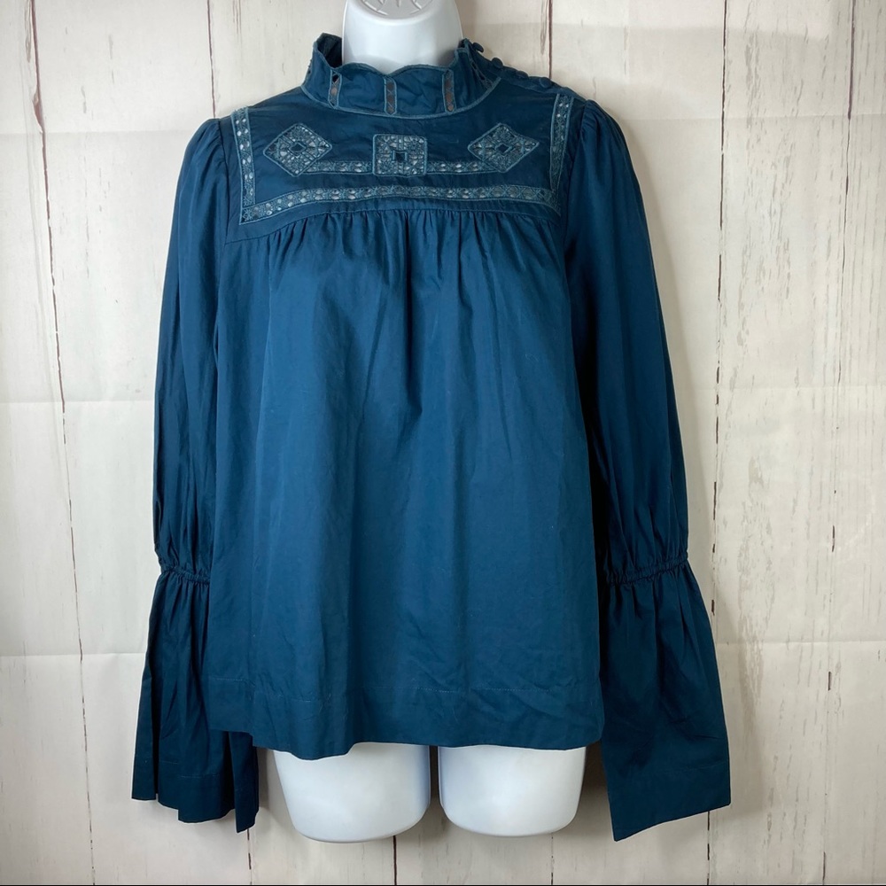 Free People Women’s Teal Jewel Another Eternity Top Blouse Small NWT